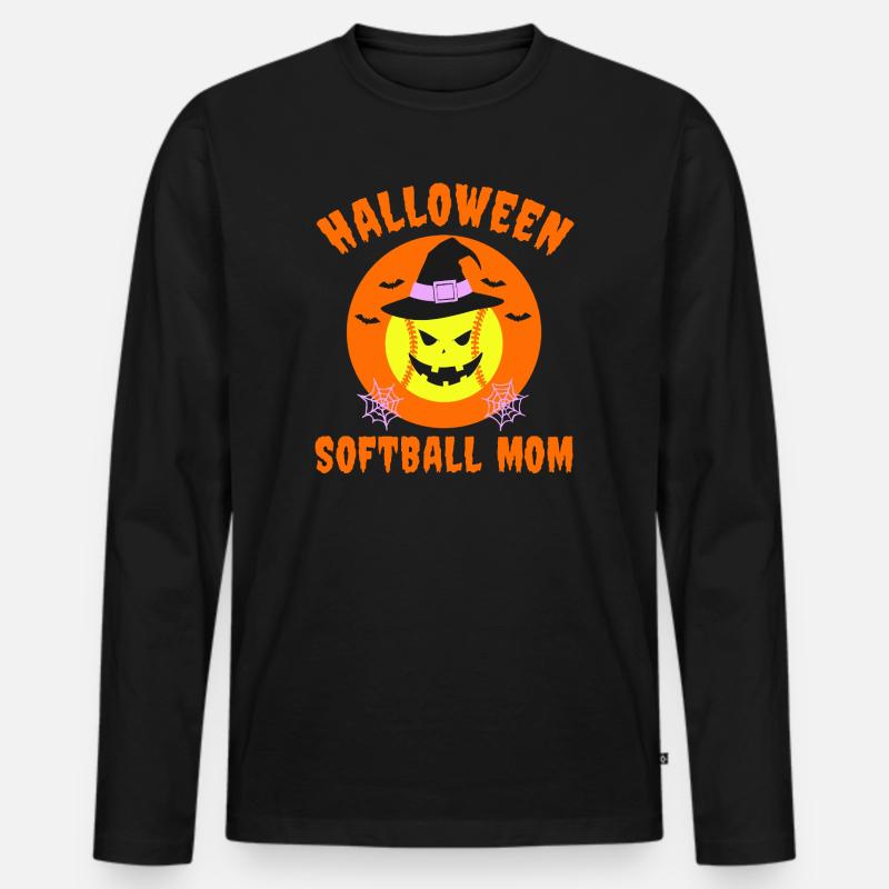 Halloween Softball Mama Design - Männer Premium Bio Langarmshirt - Schwarz