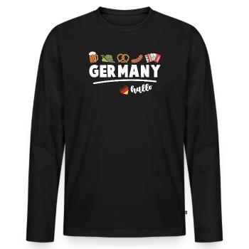 Drapeau de l’Allemagne Bière Bretzel Saucisse Allemagne - T-shirt manches longues Premium bio Homme - noir - Devant - Nico (187cm)