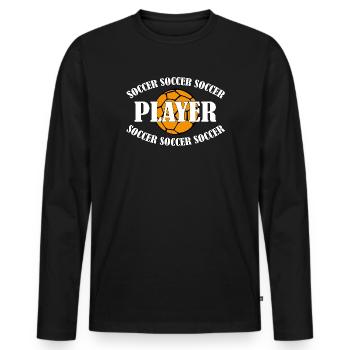 SOCCER PLAYER - Männer Premium Bio Langarmshirt - Schwarz - Vorne - Nico (187cm)