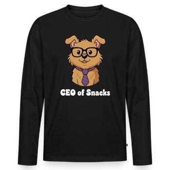 CEO of Snacks Hund mit Brille - Männer Premium Bio Langarmshirt - Schwarz - Vorne - Nico (187cm)