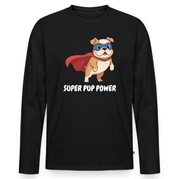 Superhelden Hund Cape - Männer Premium Bio Langarmshirt - Schwarz - Vorne - Nico (187cm)