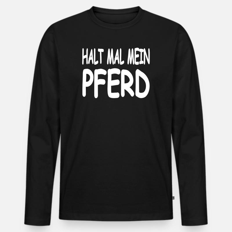 Pferde - Männer Premium Bio Langarmshirt - Schwarz