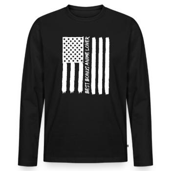Anime Manga Otaku Kawaii USA America Flag Flag - Men's Premium Organic Long Sleeve Shirt - black - Front - Nico (187cm)