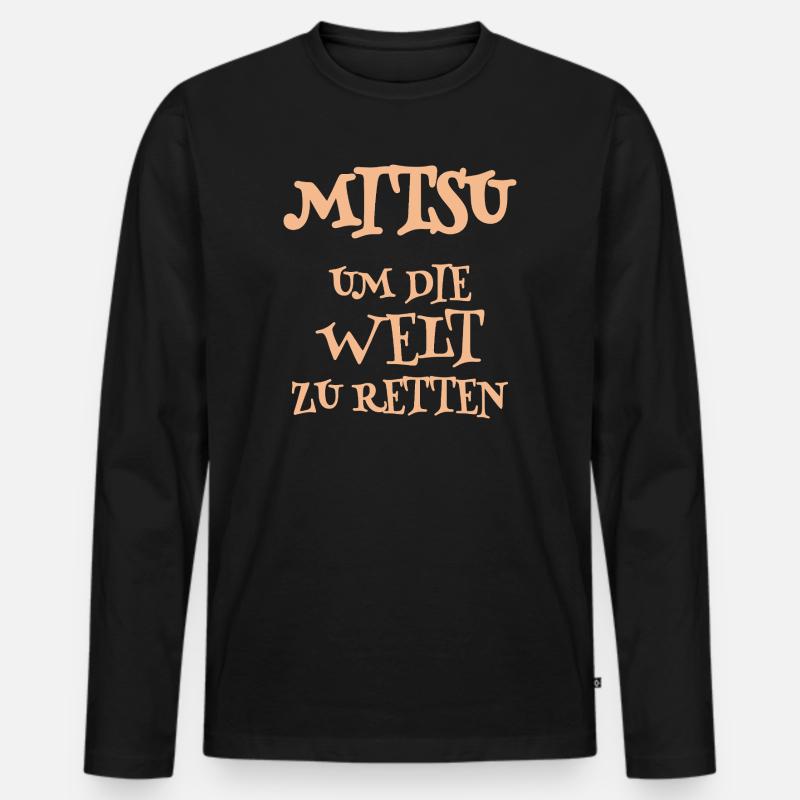 Mitsu - Männer Premium Bio Langarmshirt - Schwarz