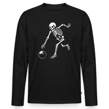 Skeleton Bowling spielen - Männer Premium Bio Langarmshirt - Schwarz - Vorne - Nico (187cm)