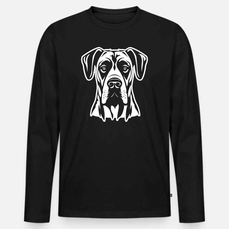 Great Dane Hund - Männer Premium Bio Langarmshirt - Schwarz