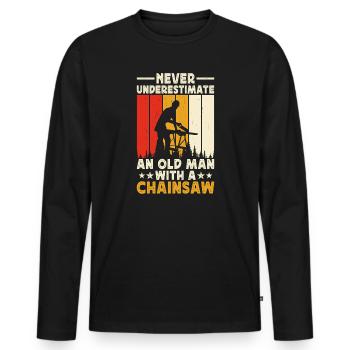 Funny Woodworker Woodworker Gift - Men's Premium Organic Long Sleeve Shirt - black - Front - Nico (187cm)
