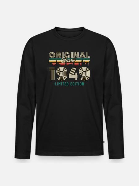 1949 Vintage Retro fødselsdagsgave - Premium økologisk langærmet T-shirt til mænd - sort