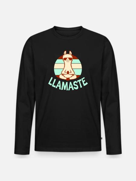 Lama Mediterer Yoga Llamaste Solbriller Retro - Premium økologisk langærmet T-shirt til mænd - sort