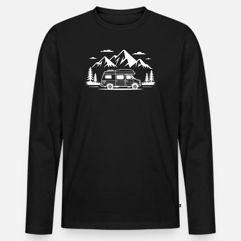 Camping - Männer Premium Bio Langarmshirt - Schwarz