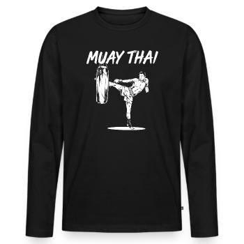 Muay Thai Training - Männer Premium Bio Langarmshirt - Schwarz - Vorne - Nico (187cm)