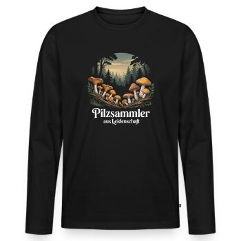 Mushroom Picking Mushrooms Picking Mushroom Hunters Forest - Men's Premium Organic Long Sleeve Shirt - black - Front - Nico (187cm)