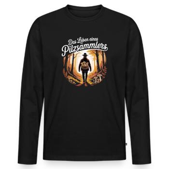 Mushroom Picking Mushrooms Picking Mushroom Hunters Forest - Men's Premium Organic Long Sleeve Shirt - black - Front - Nico (187cm)
