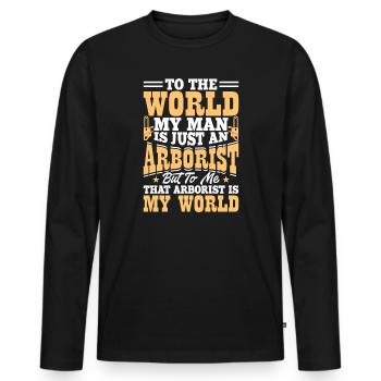 Funny Woodworker Woodworker Gift - Men's Premium Organic Long Sleeve Shirt - black - Front - Nico (187cm)