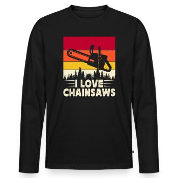 Lustiges Holzarbeiter Waldarbeiter Geschenk - Männer Premium Bio Langarmshirt - Schwarz - Vorne - Nico (187cm)