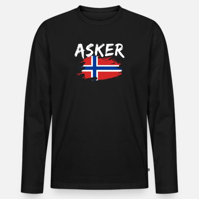 Asker Norwegen - Männer Premium Bio Langarmshirt - Schwarz