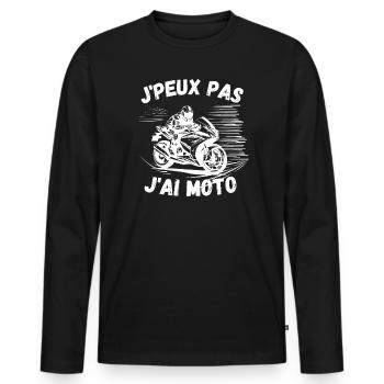 Biker, I can't I have a motorcycle - Men's Premium Organic Long Sleeve Shirt - black - Front - Nico (187cm)