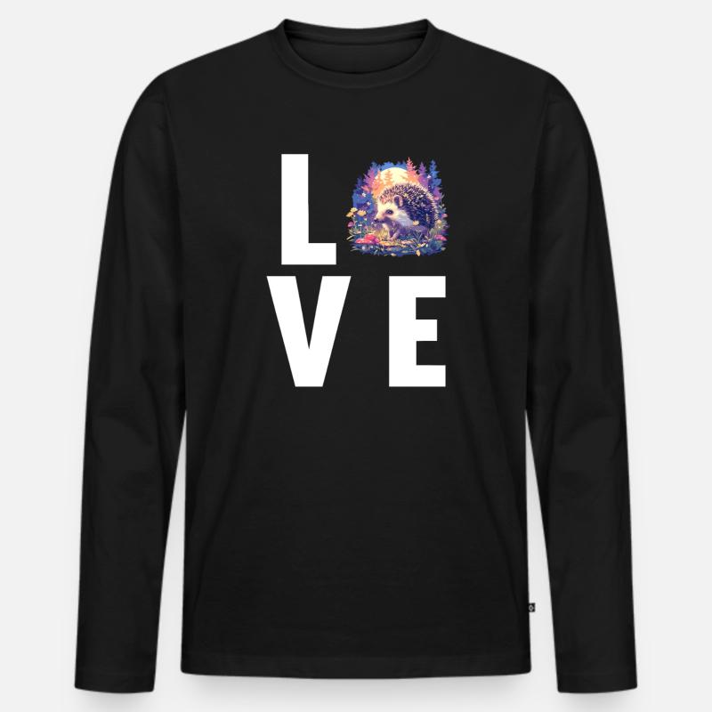 Igel - Männer Premium Bio Langarmshirt - Schwarz