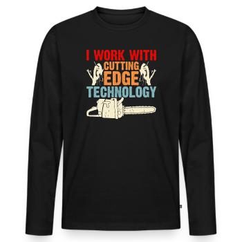 Ébéniste Ébéniste Cadeau Menuisier - T-shirt manches longues Premium bio Homme - noir - Devant - Nico (187cm)