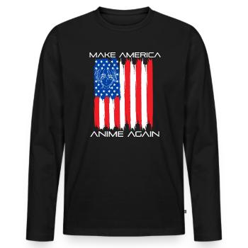 Anime Manga Otaku Kawaii États-Unis Drapeau de l’Amérique Drapeau - T-shirt manches longues Premium bio Homme - noir - Devant - Nico (187cm)