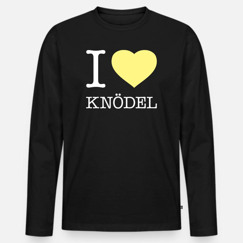 I love Knödel - Männer Premium Bio Langarmshirt - Schwarz