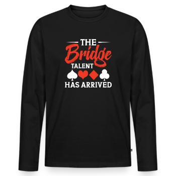 Das Bridge-talent Ist Da - Männer Premium Bio Langarmshirt - Schwarz - Vorne - Nico (187cm)