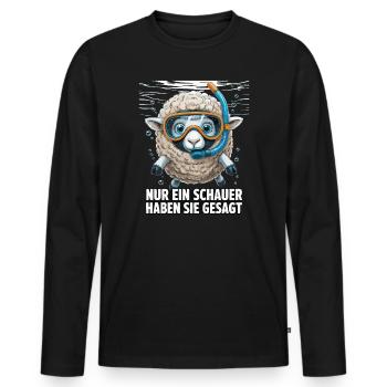 Just a Shower – Funny Sheep Design - Men's Premium Organic Long Sleeve Shirt - black - Front - Nico (187cm)