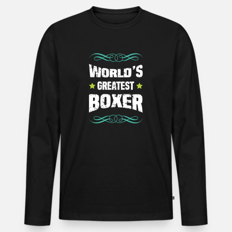 World's Greatest Boxer - Männer Premium Bio Langarmshirt - Schwarz