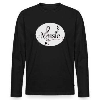 Police musicale avec ornement musical - T-shirt manches longues Premium bio Homme - noir - Devant - Nico (187cm)