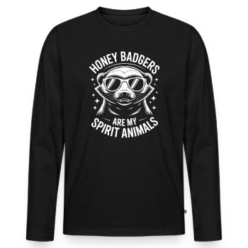 Honigdachs Spruch Lustiges Honigdachs Geschenk - Männer Premium Bio Langarmshirt - Schwarz - Vorne - Nico (187cm)