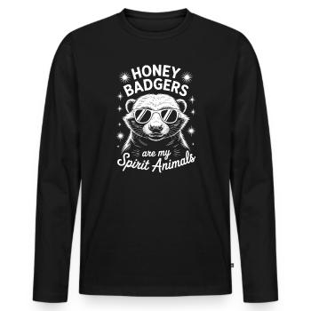 Honigdachs Spruch Lustiges Honigdachs Geschenk - Männer Premium Bio Langarmshirt - Schwarz - Vorne - Nico (187cm)