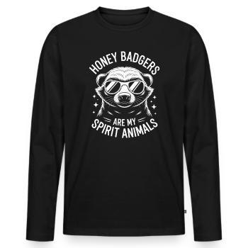 Honigdachs Spruch Lustiges Honigdachs Geschenk - Männer Premium Bio Langarmshirt - Schwarz - Vorne - Nico (187cm)