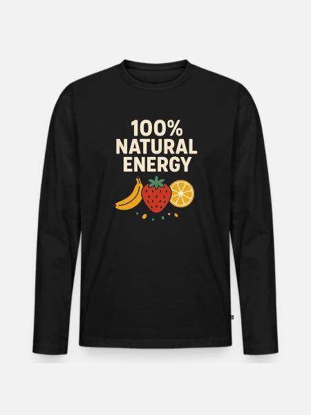 100% Natural Energy – Fruit Lover Design - Men's Premium Organic Long Sleeve Shirt - black