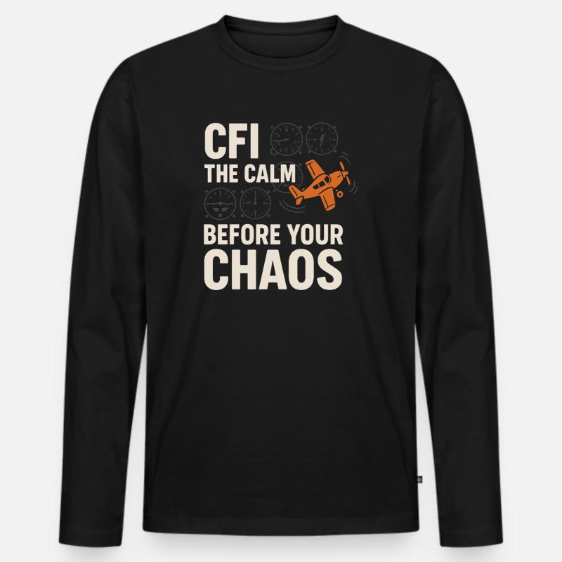 Fluglehrer Cfi Pilot Luftfahrtlehrer - Männer Premium Bio Langarmshirt - Schwarz