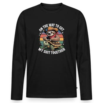 On The Way To Get My Shit Together - Funnier - Men's Premium Organic Long Sleeve Shirt - black - Front - Nico (187cm)