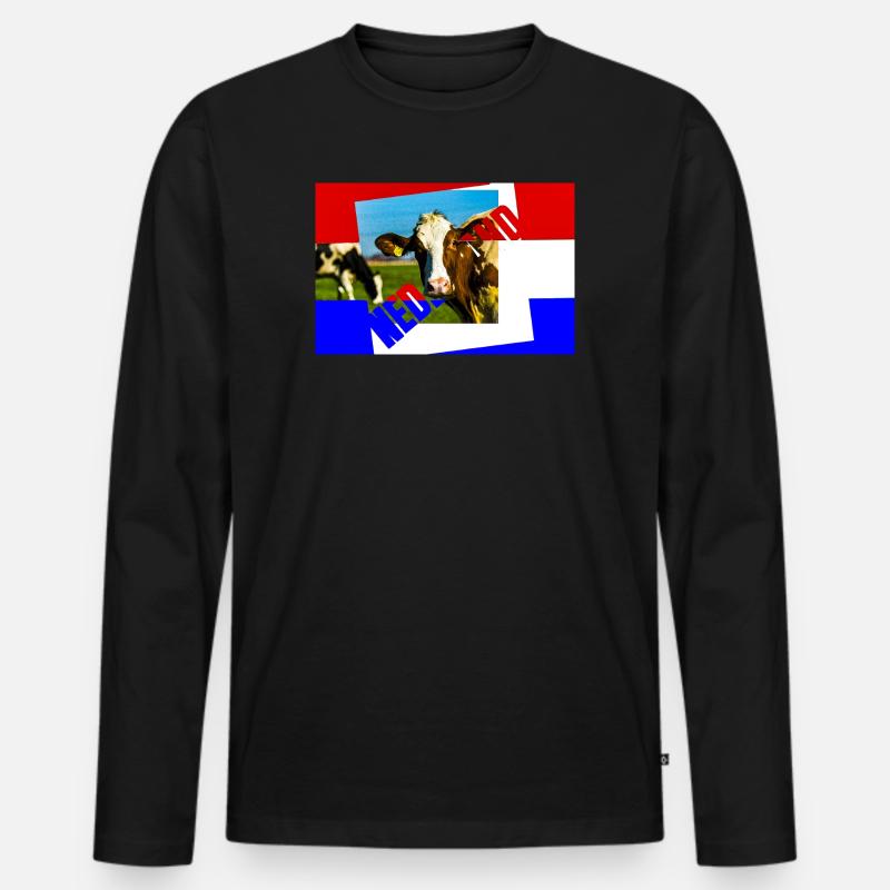 Kuhcollage in Primärfarben - Männer Premium Bio Langarmshirt - Schwarz