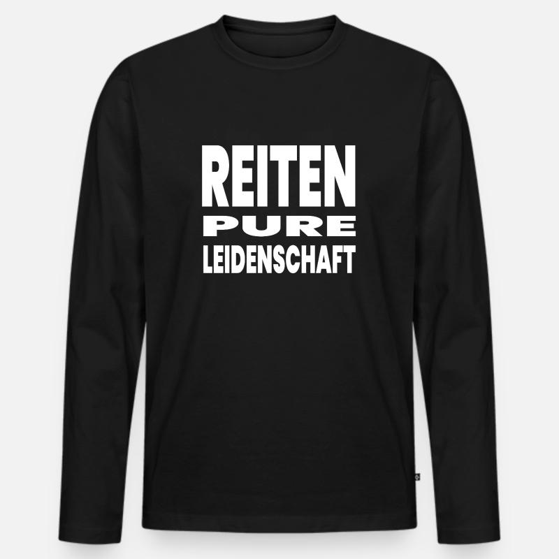 Pferde - Männer Premium Bio Langarmshirt - Schwarz