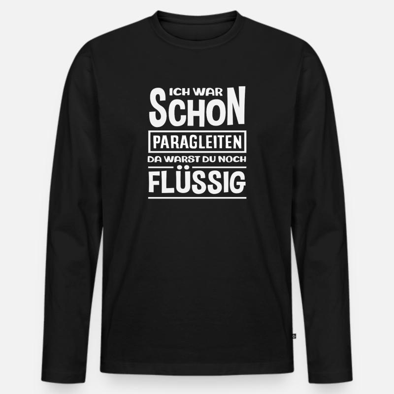 Gleitschirm Abenteuer Paragliding Flüssig Spruch - Männer Premium Bio Langarmshirt - Schwarz