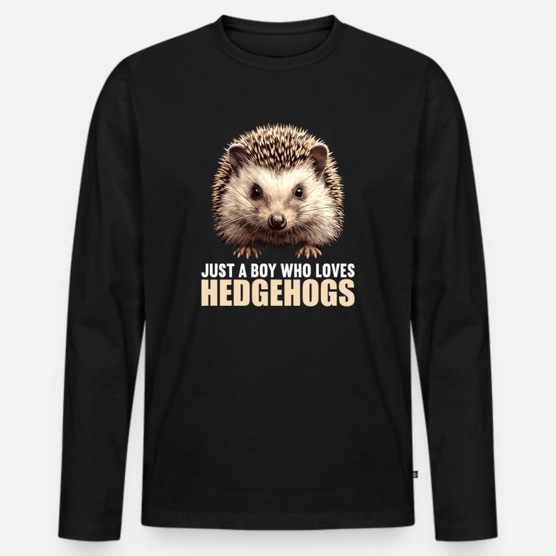 Igel - Männer Premium Bio Langarmshirt - Schwarz