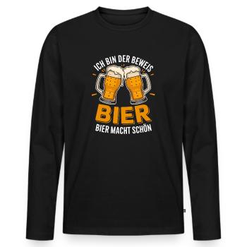 Je suis la preuve que la bière rend belle - T-shirt manches longues Premium bio Homme - noir - Devant - Nico (187cm)
