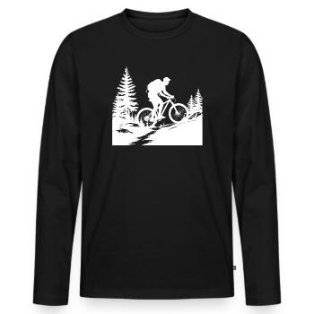 MTB Mountain Bike - Men's Premium Organic Long Sleeve Shirt - black - Front - Nico (187cm)