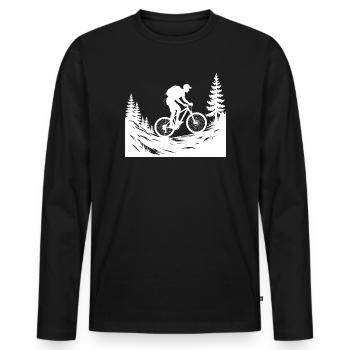 MTB Mountain Bike - Men's Premium Organic Long Sleeve Shirt - black - Front - Nico (187cm)