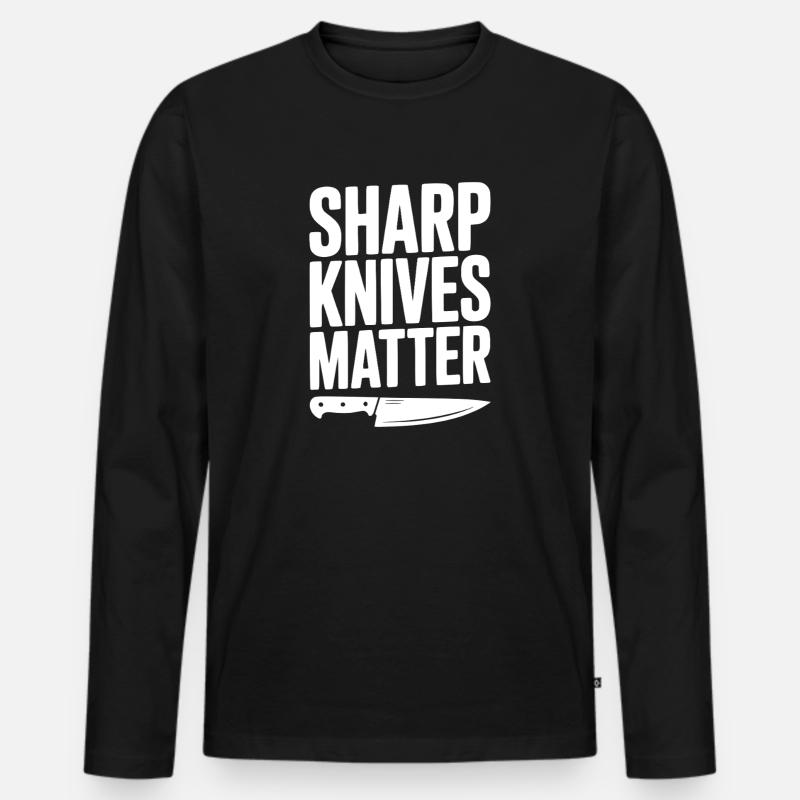 Scharfe Messer sind wichtig - Männer Premium Bio Langarmshirt - Schwarz