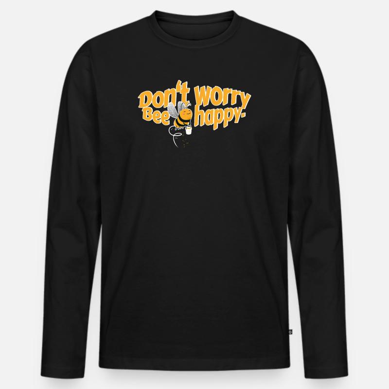 Don't worry Bee happy - Männer Premium Bio Langarmshirt - Schwarz