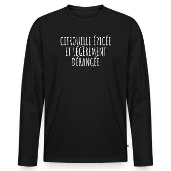 Halloween - Autumn France Quote - Men's Premium Organic Long Sleeve Shirt - black - Front - Nico (187cm)