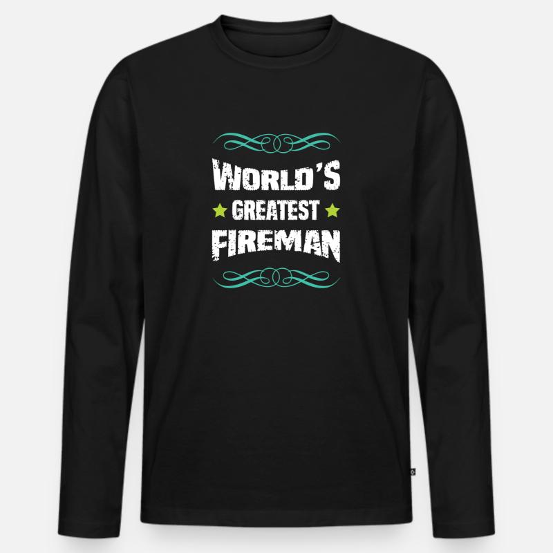 Weltbester Feuerwehrmann - Männer Premium Bio Langarmshirt - Schwarz