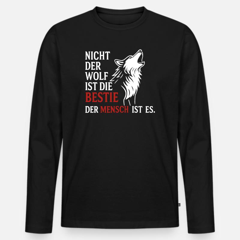 CoolesWolfs Design mit Spruch - Männer Premium Bio Langarmshirt - Schwarz