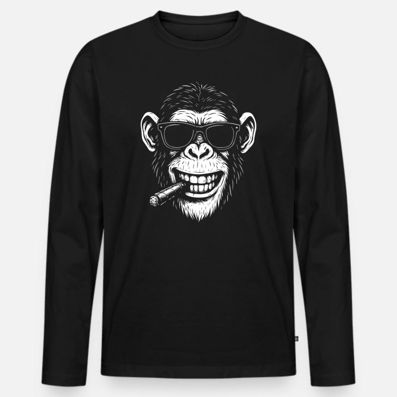 Smokin Monkey Sonnenbrille - Männer Premium Bio Langarmshirt - Schwarz