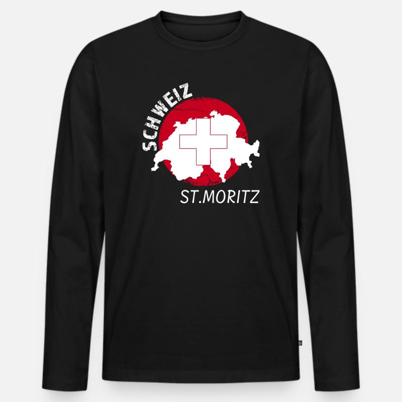 St. Moritz - Männer Premium Bio Langarmshirt - Schwarz
