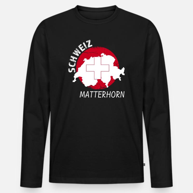 Matterhorn - Männer Premium Bio Langarmshirt - Schwarz